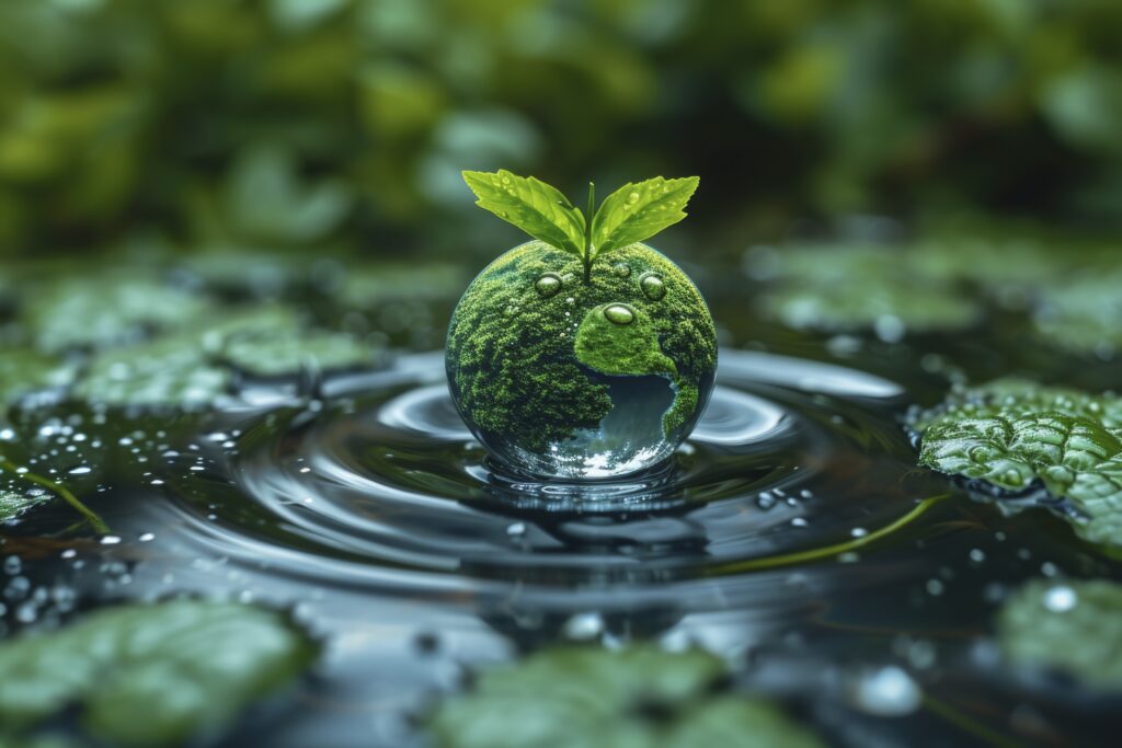 Gota de água em um lago